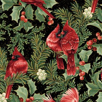 A Festive Season Birds in Bough Nestled Black