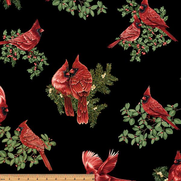 A Festive Season Backyard Cardinals Black