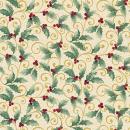 Chickadees & Berries, Holly Scroll Cream/Multi by Jackie Robinson